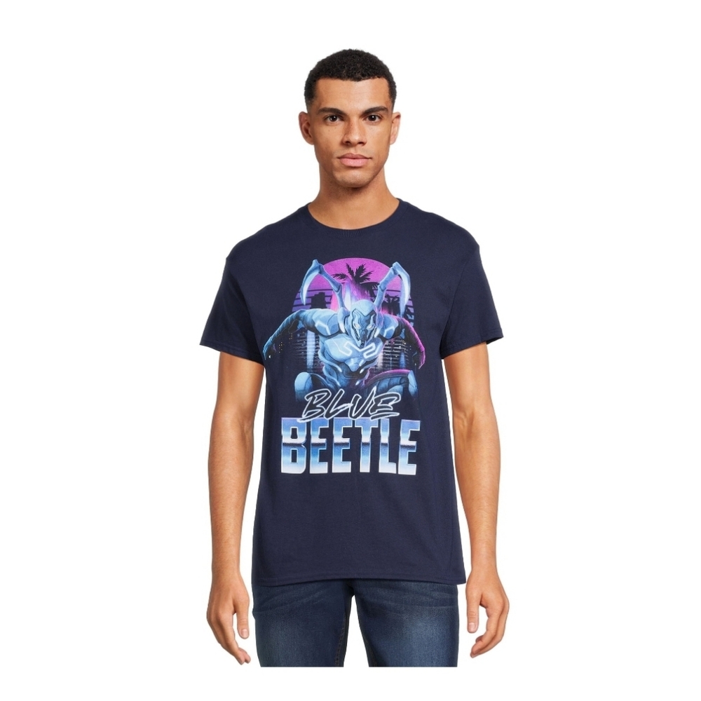 DC Comics Blue Beetle Mens Apparel, Graphic Tee Shirt Dark Wash Size 2xl
